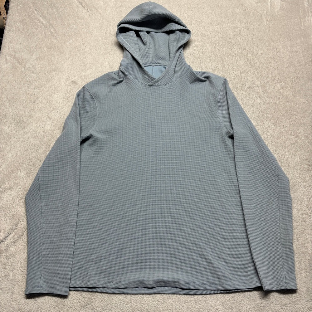 Lululemon Hoodie Mens XL Drysense Waffle Knit Blue Pullover EUC